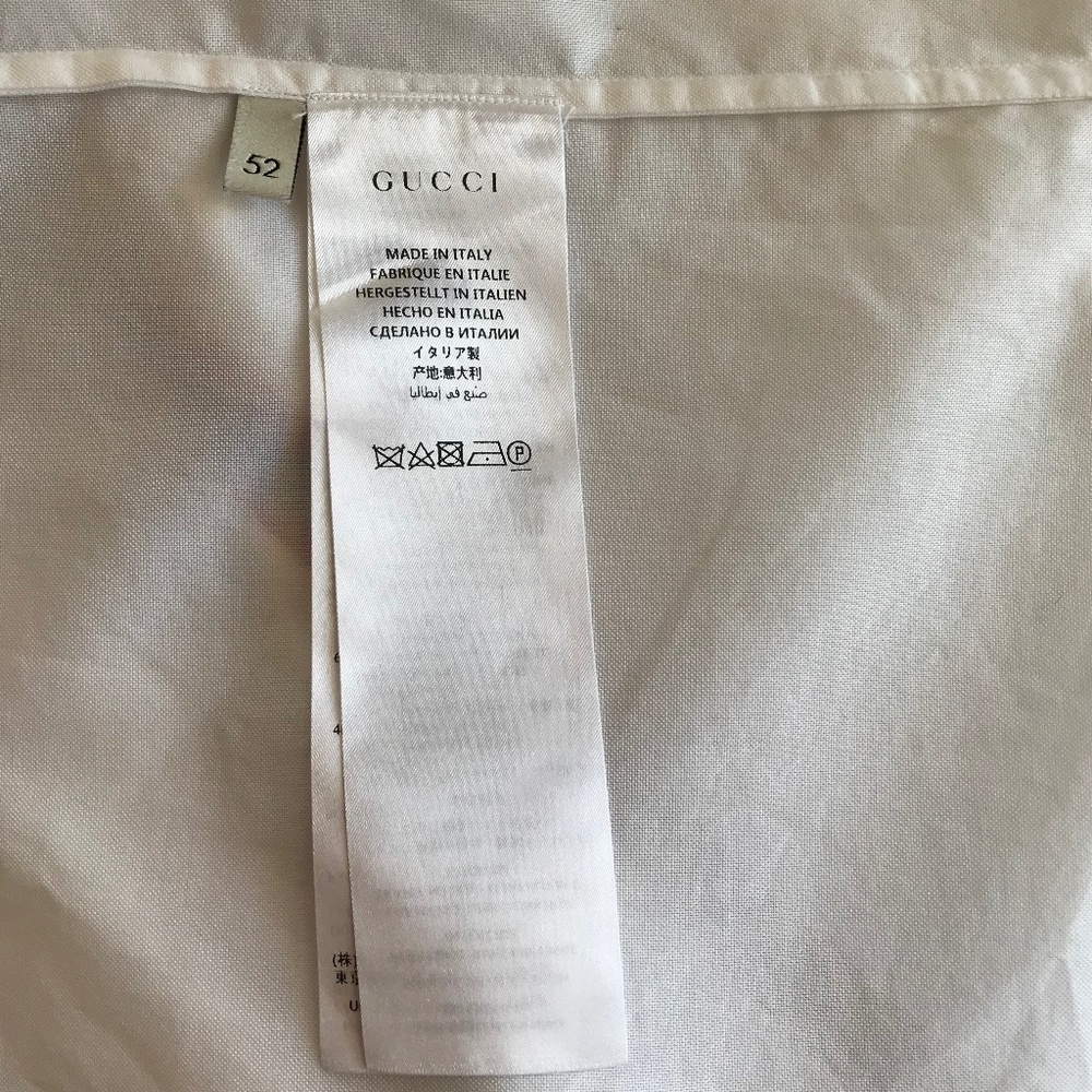 GUCCI WHITE RETRO VIBES LOGO PATCH BOWLING SHIRT - Picture 10 of 15